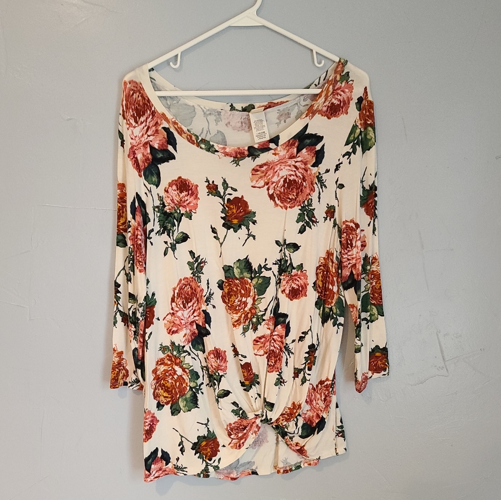 Floral Front Tie Shirt